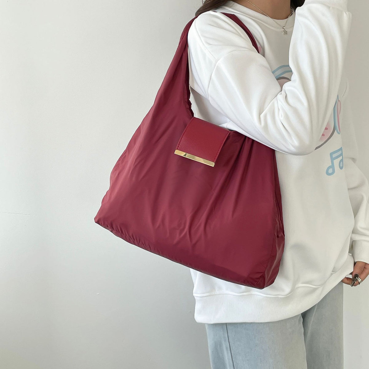 Nylon Shoulder Handbag With Key-Ring