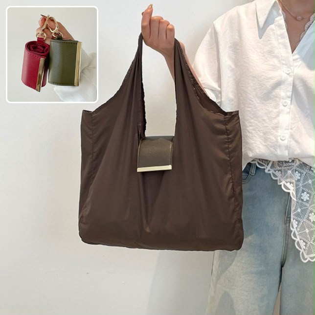 Nylon Shoulder Handbag With Key-Ring