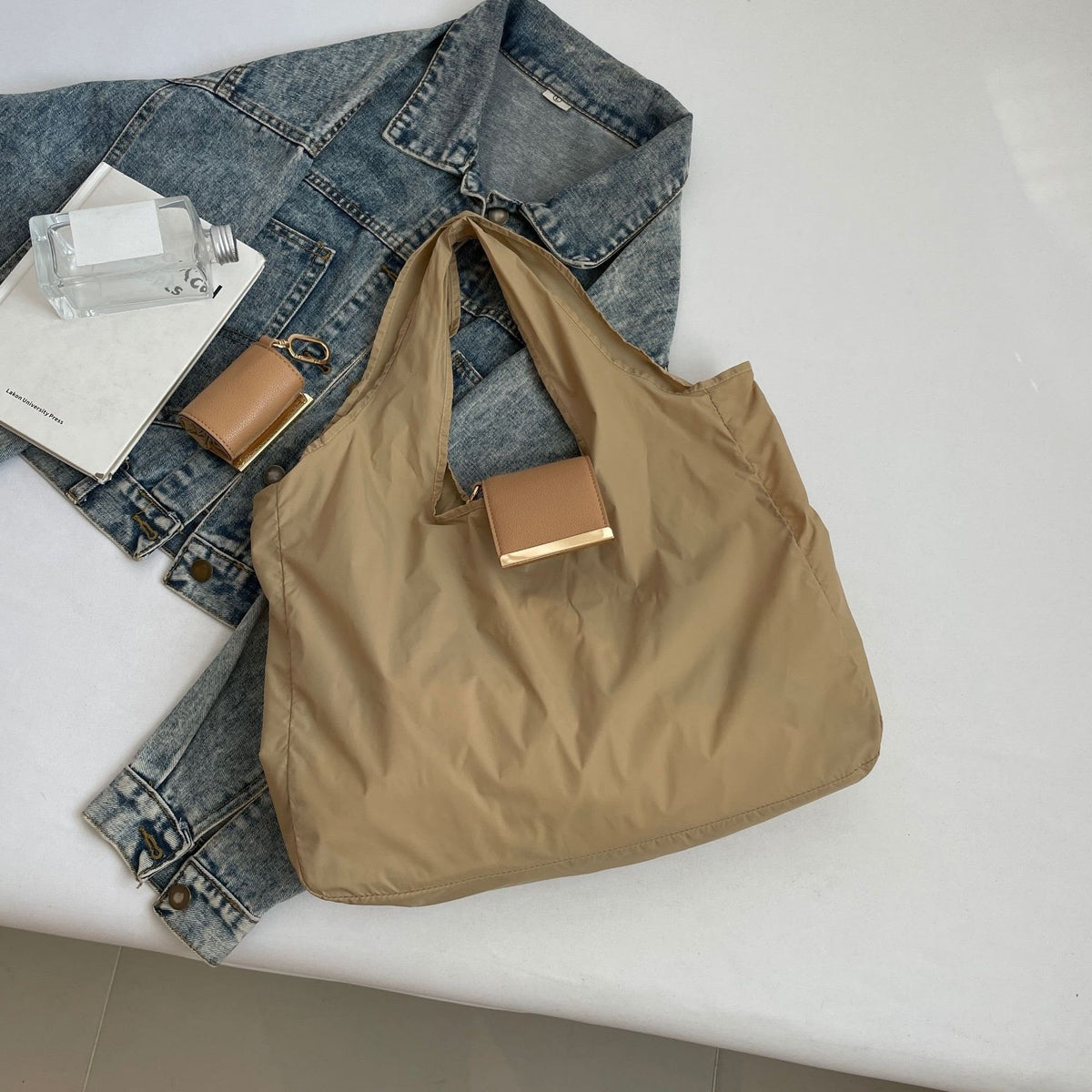 Nylon Shoulder Handbag With Key-Ring